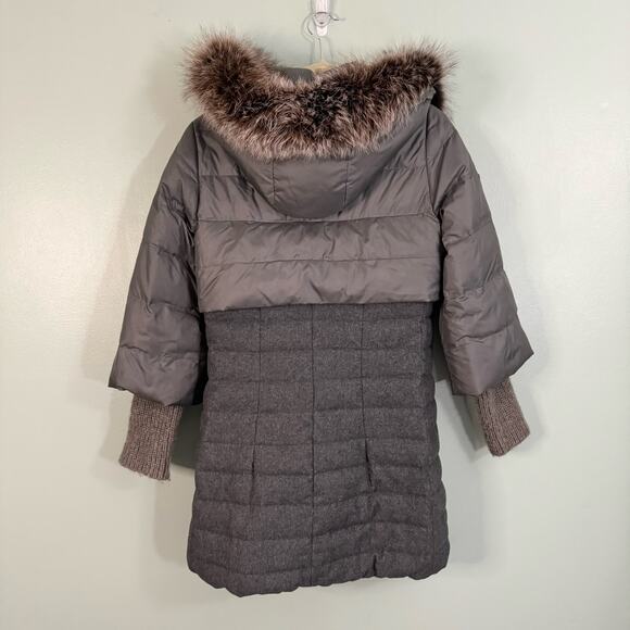 ARTURO Rouslana Puffer Jacket Womens Small Hoodie Wool Blend Down Feather Gray - Picture 2 of 13